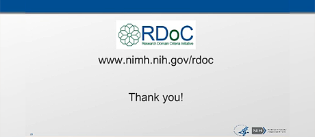 video screenshot from NIMH Research Domain Criteria (RDoC) Initiative webinar